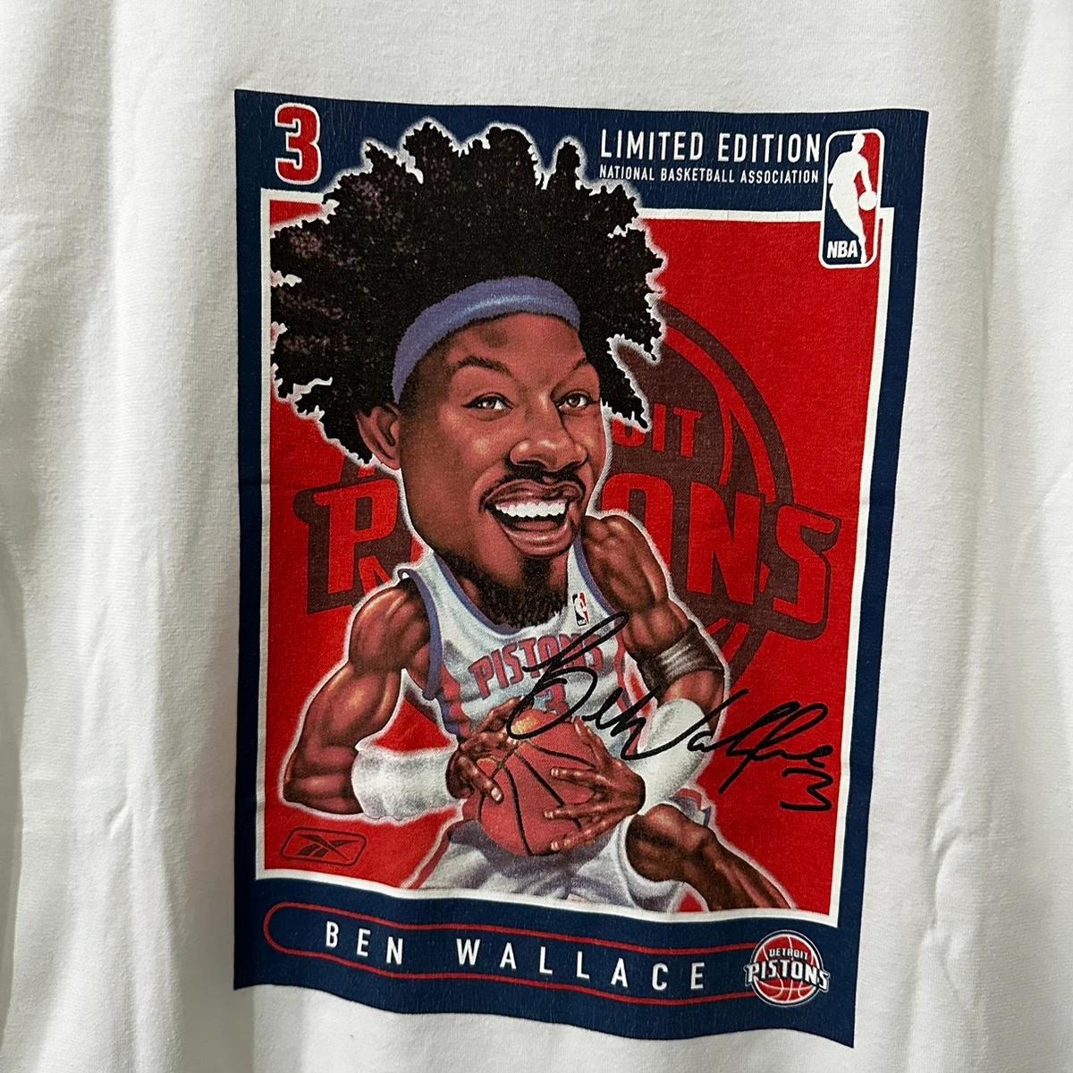 Vintage Style Ben Wallace Detroit Pistons Shirt Hoodie Sweatshirt Reprinted Full Size Gifts for NBA Fans - Image 2