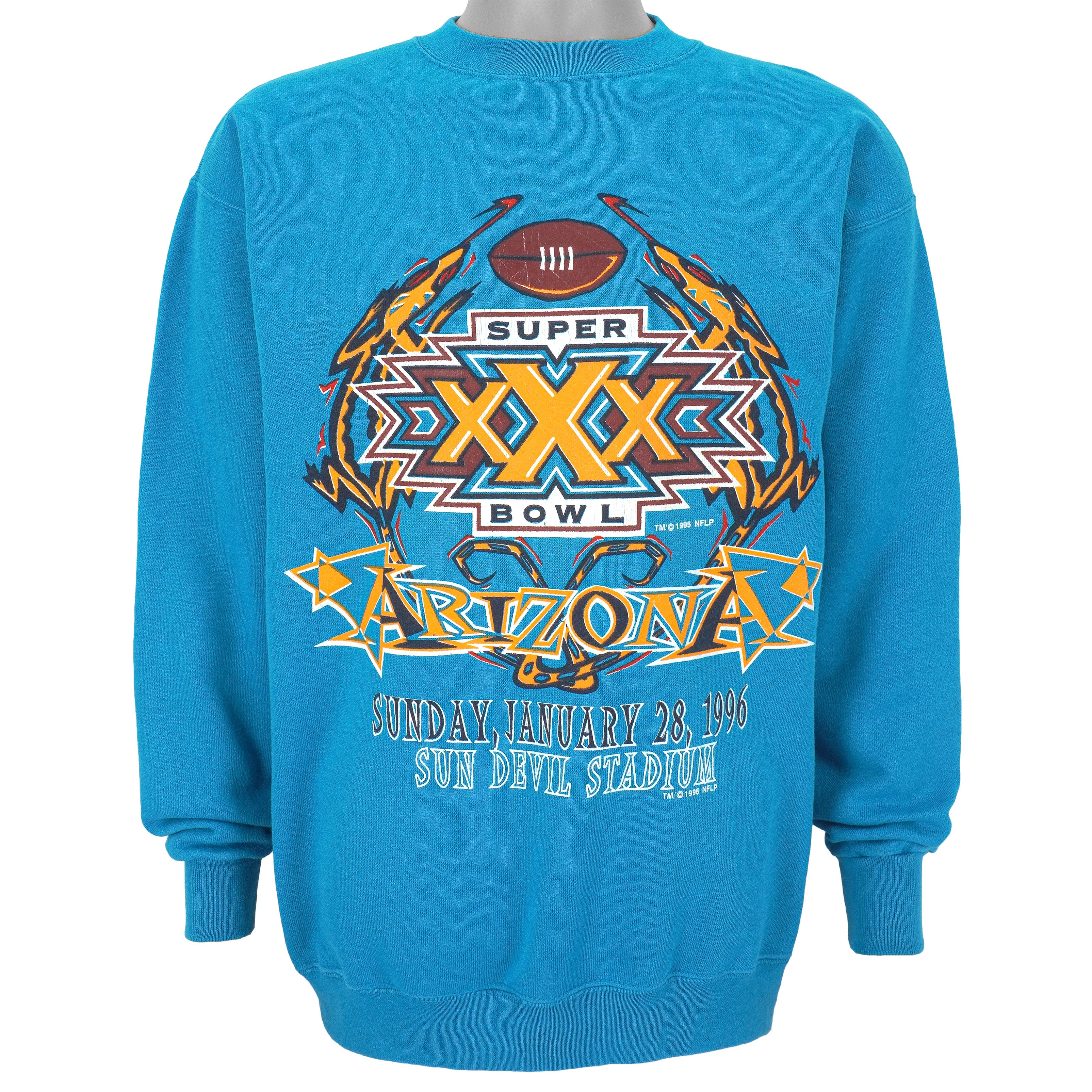 Nfl Super Bowl Arizona Crew Neck Sweatshirt 1996 Vintage Style Hoodie Shirt Reprinted Full Size Gifts for Fans