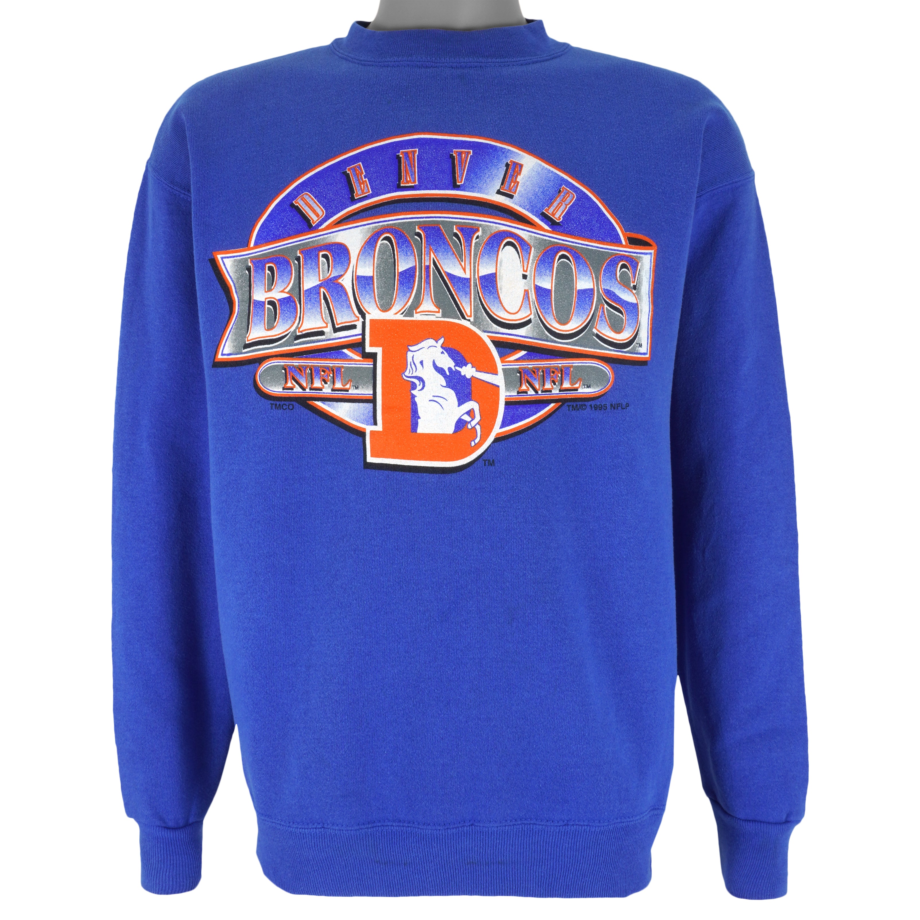 Nfl Denver Broncos Crew Neck Sweatshirt 1995 Vintage Style Hoodie Shirt Reprinted Full Size Gifts for Fans