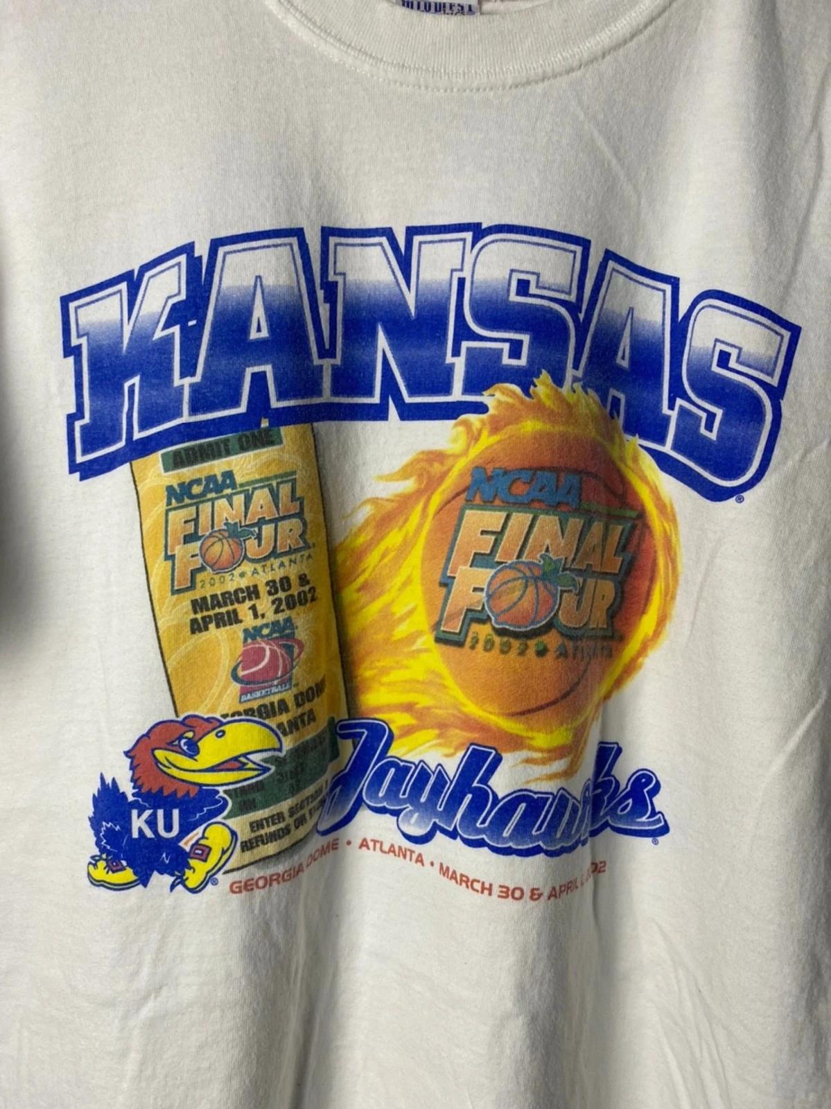 Vintage Style 2002 NCAA Final Four Atlanta Kansas Jayhawks Shirt Hoodie Sweatshirt Reprinted Full Size Gifts for NCAA Fans - Image 2