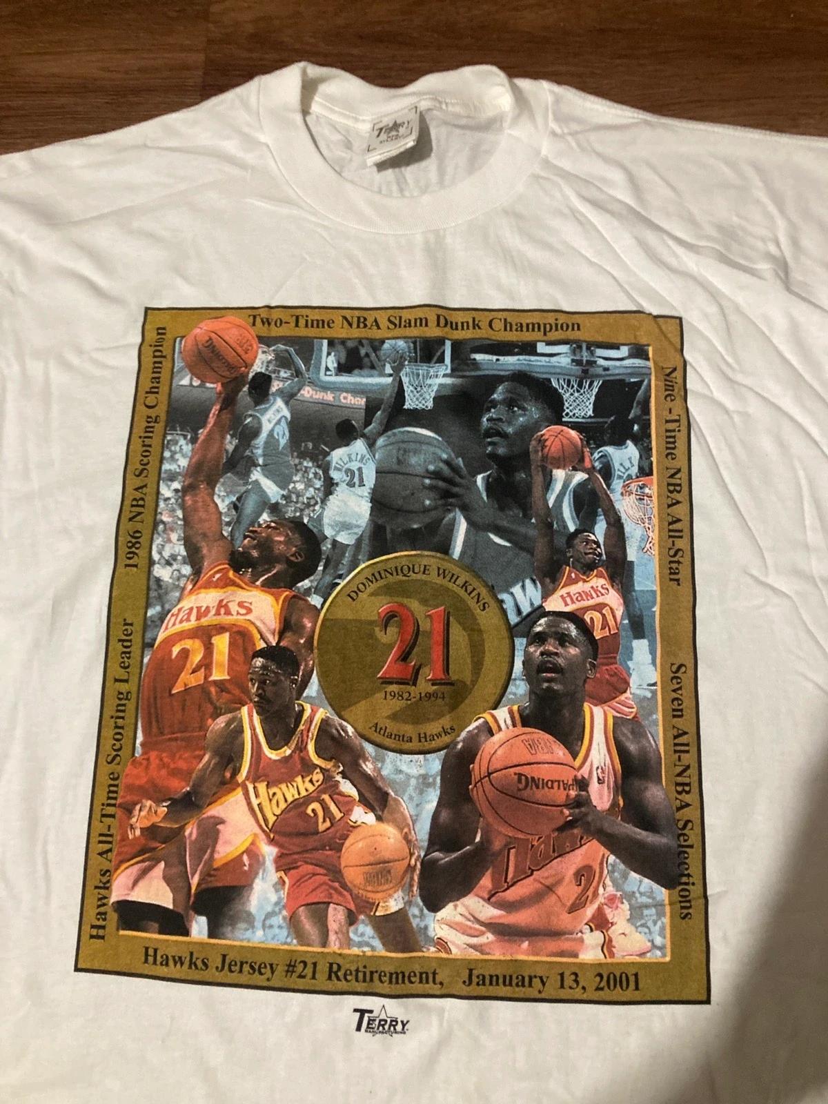 Vintage Style Atlanta Hawks Dominique Wilkins Shirt Sweatshirt Hoodie Reprinted Full Size Gifts for NBA Fans - Image 2