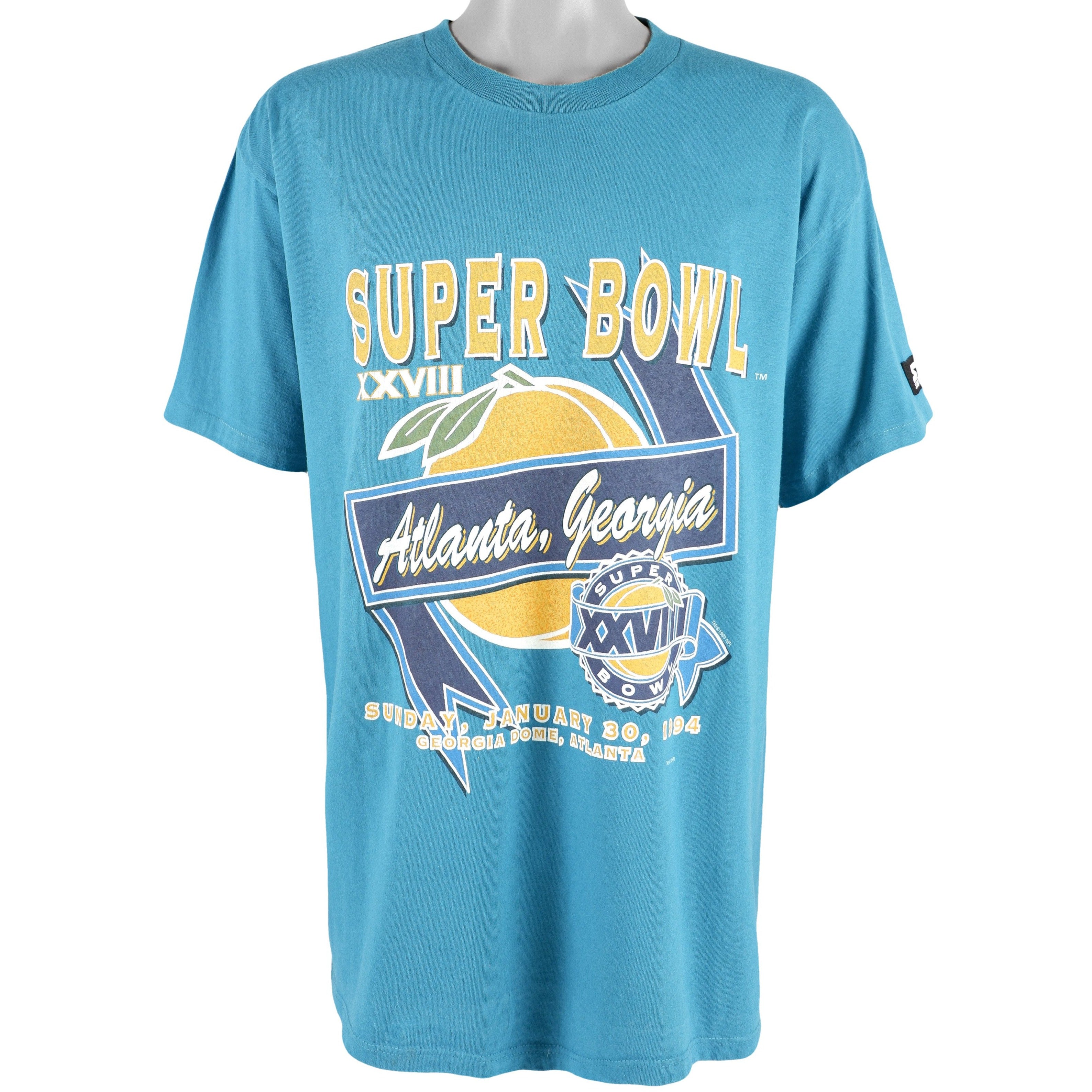 Starter Blue Super Bowl Xxviii, Atlanta T-Shirt 1994 Vintage Style Hoodie Sweatshirt Reprinted Full Size Gifts for Fans