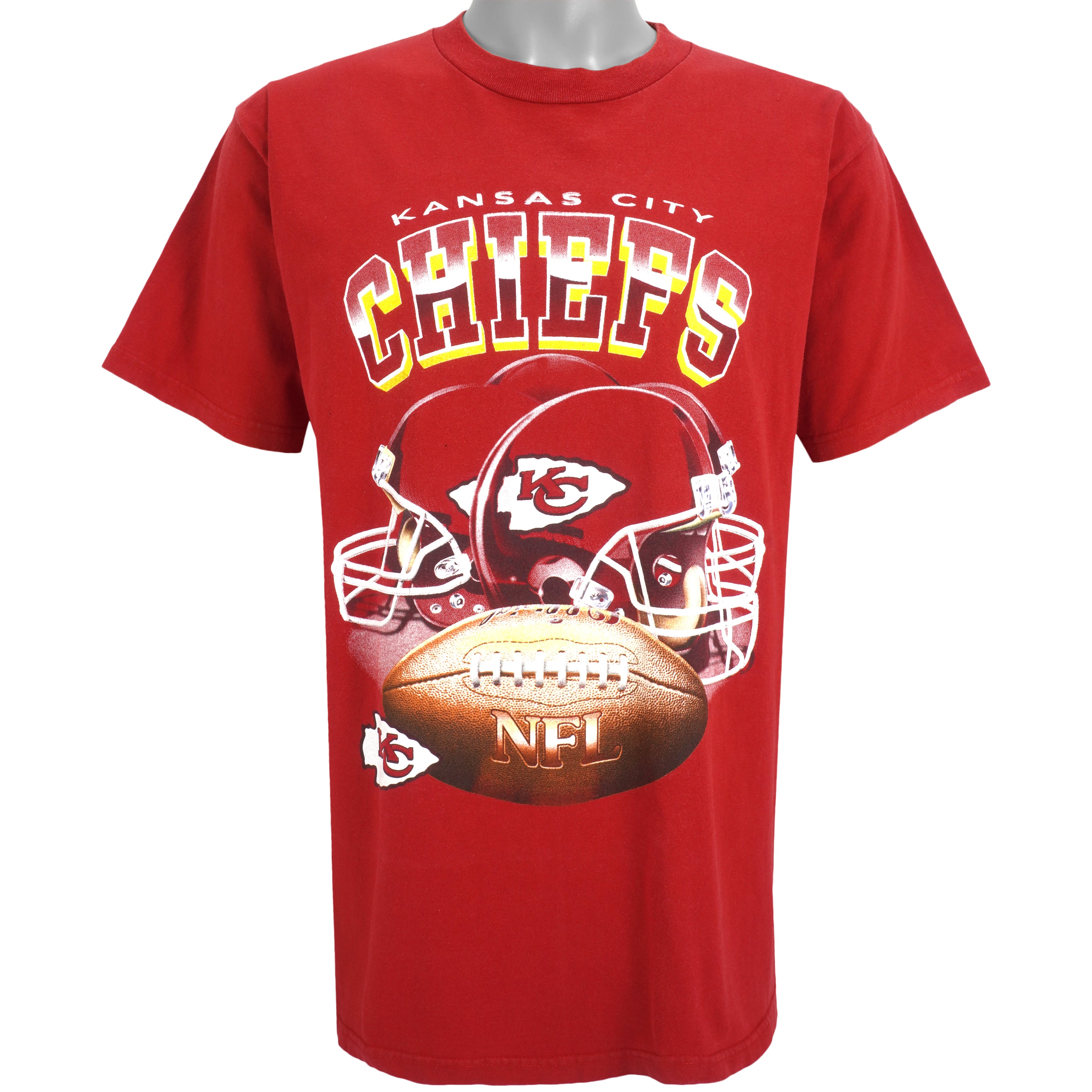 Nfl Kansas City Chiefs Helmet T-Shirt 1990s Vintage Style Hoodie Sweatshirt Reprinted Full Size Gifts for Fans