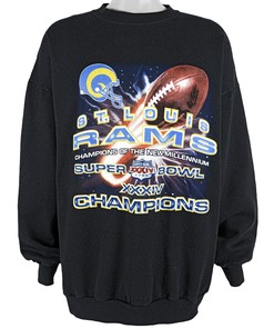 Nfl Rams, Super Bowl 34Th Champions Crew Neck Sweatshirt 2000 Vintage Style Hoodie Shirt Reprinted Full Size Gifts for Fans