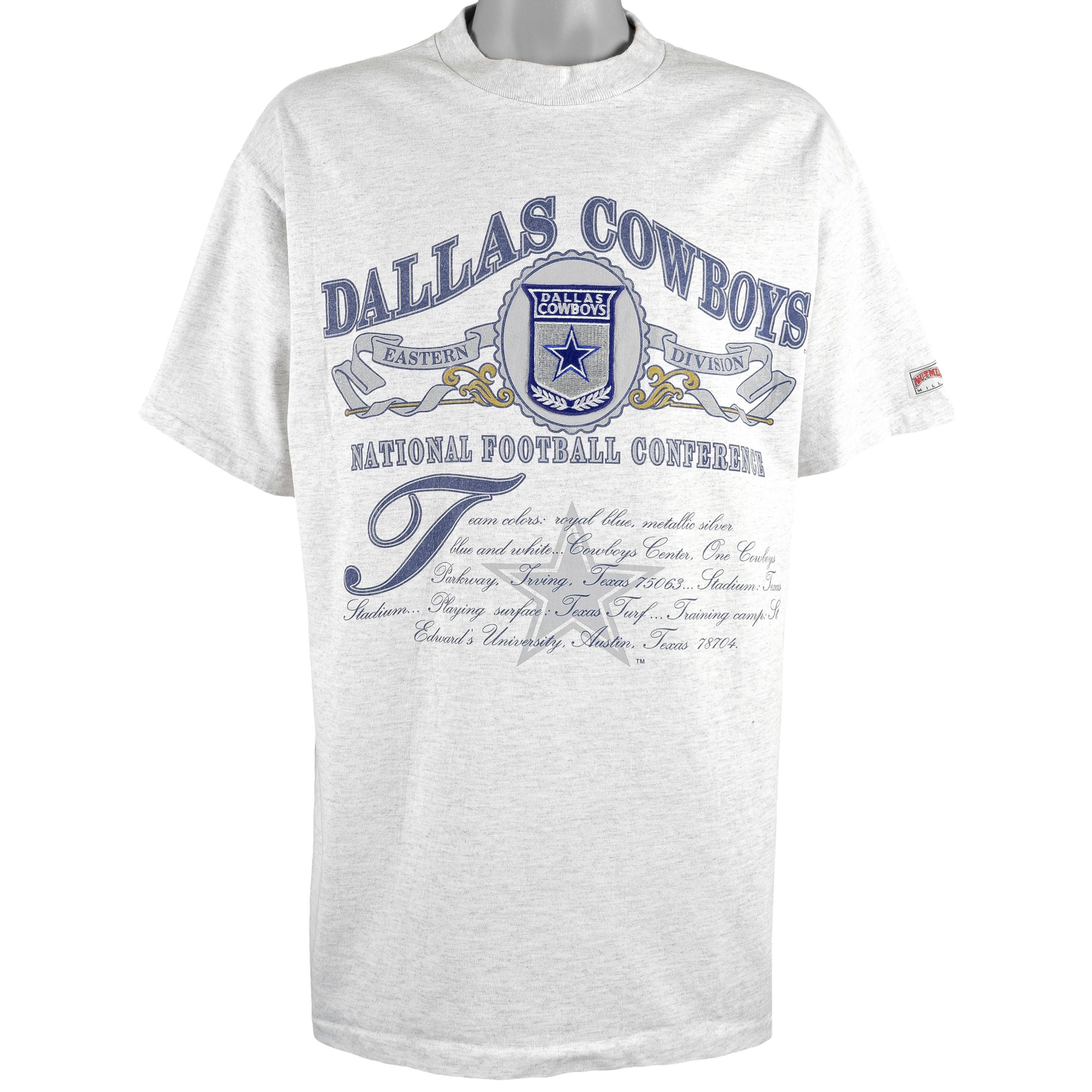 Nfl Dallas Cowboys Grey T-Shirt 1990s Vintage Style Hoodie Sweatshirt Reprinted Full Size Gifts for Fans