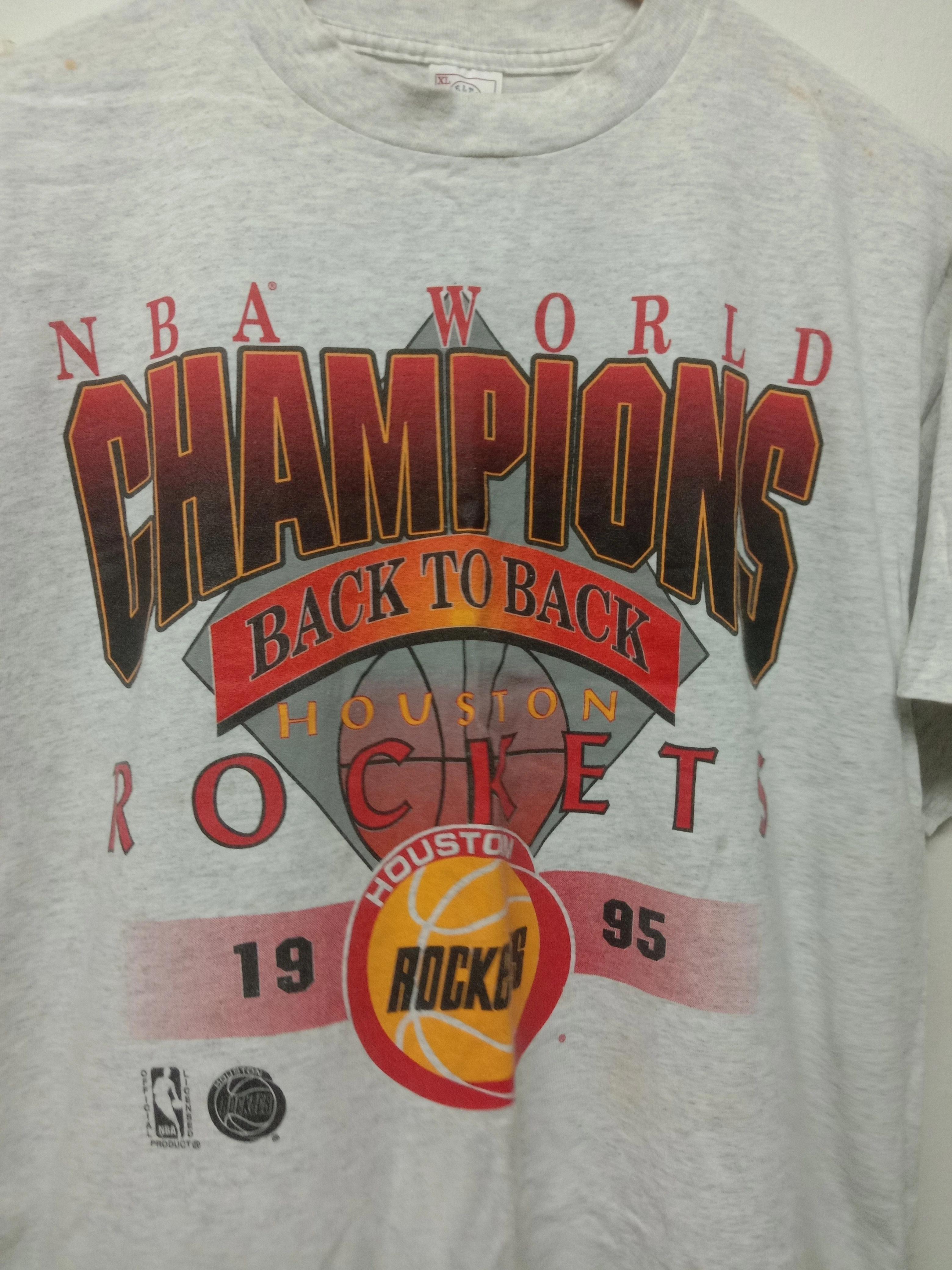 Vintage Style 1995 Houston Rockets Back To Back Champions Shirt Hoodie Sweatshirt Reprinted Full Size Gifts for NBA Fans - Image 2
