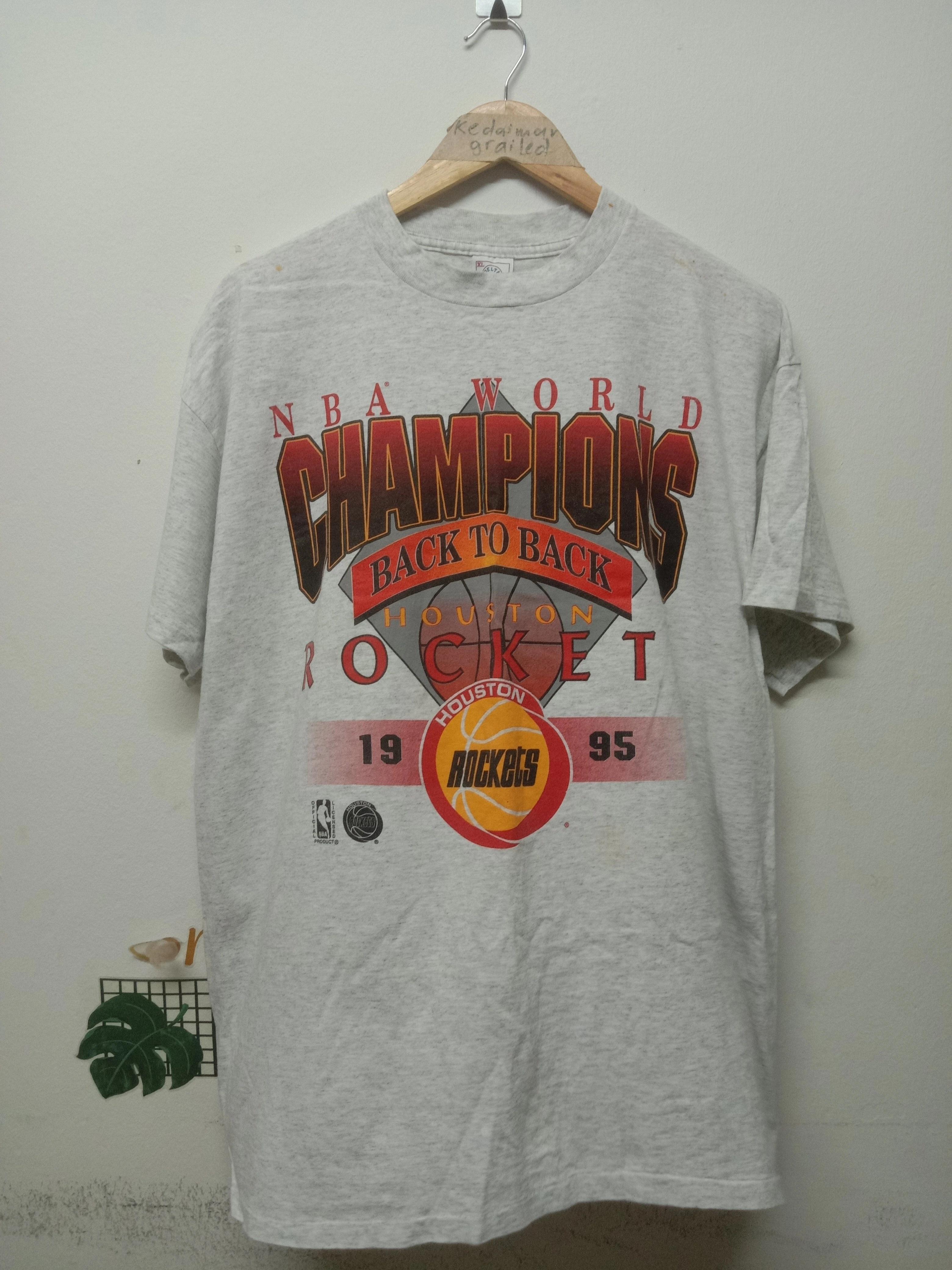 Vintage Style 1995 Houston Rockets Back To Back Champions Shirt Hoodie Sweatshirt Reprinted Full Size Gifts for NBA Fans
