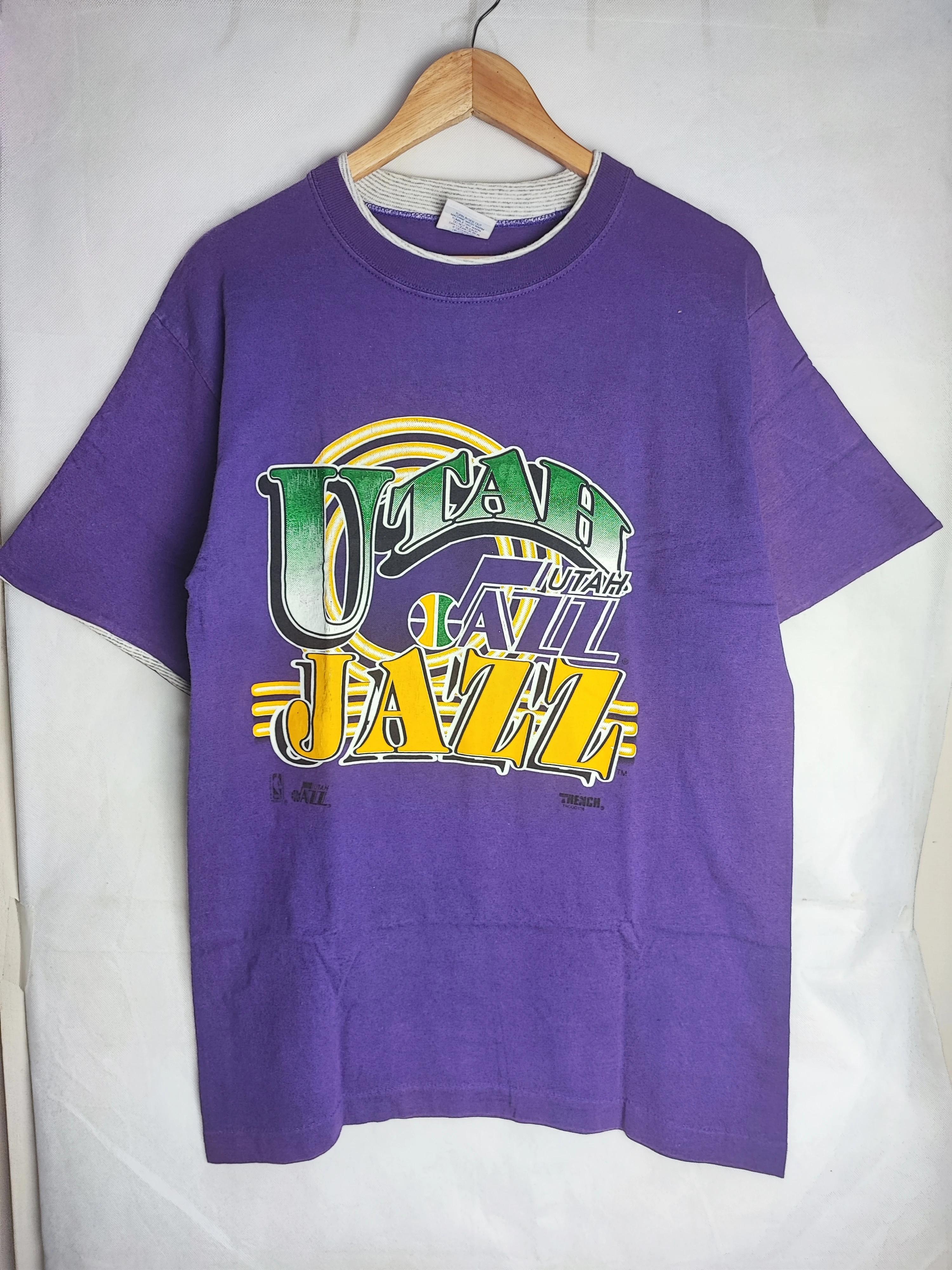 Vintage Style Utah Jazz NBA Shirt Sweatshirt Hoodie Reprinted Full Size Gifts for NBA Fans