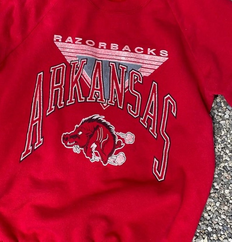 90s Vintage Arkansas Razorbacks Sweatshirt: University of Arkansas Razorbacks Shirt Gift for Him Or Her - Image 2