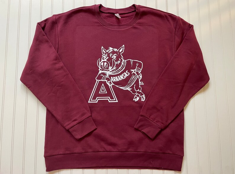 Vintage Razorback Sweatshirt-Unisex Adult Arkansas Sweatshirt, Hoodie Hogs Shirt for Fans, Arkansas Razorbacks Hoodie - Image 2