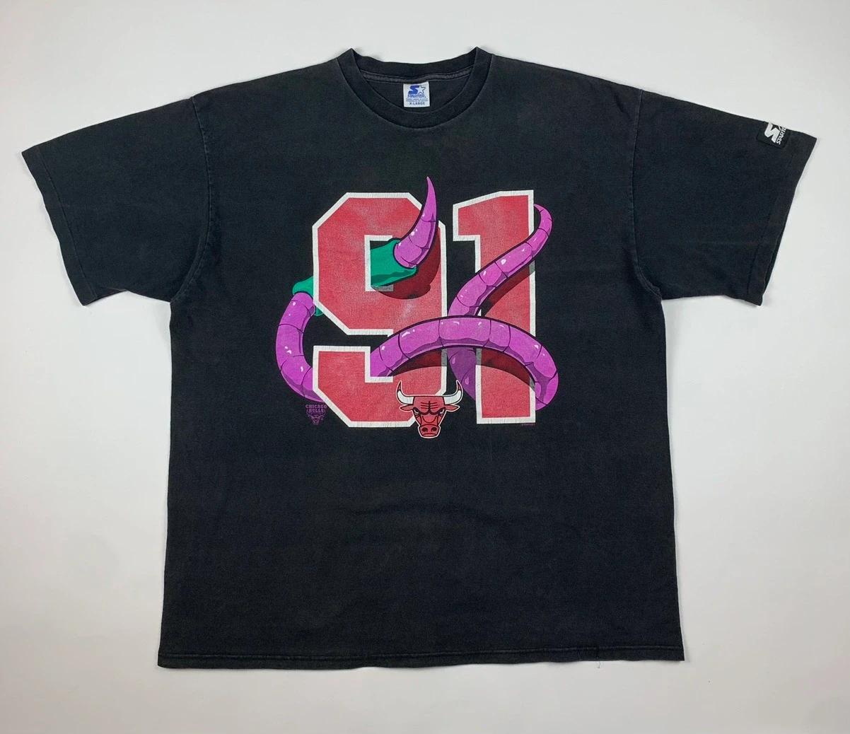 Vintage Style 90s Chicago Bulls Dennis Rodman The Worm Shirt Hoodie Sweatshirt Reprinted Full Size Gifts for NBA Fans