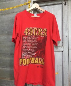 Vintage Style 49Ers NFL Spellout T-Shirt Sweatshirt Pullover Hoodie Reprinted Full Color Full Size Gift for NFL Fans