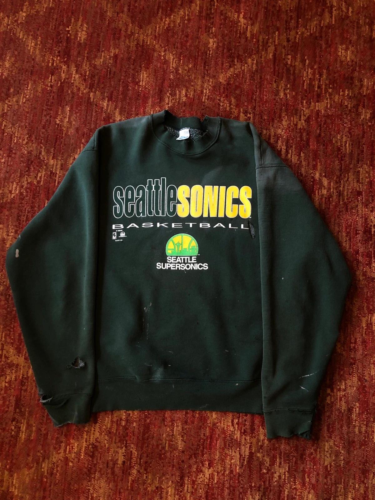 Vintage Style Seattle Supersonics Shirt Hoodie Sweatshirt Reprinted Full Size Gifts for NBA Fans
