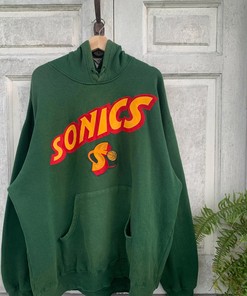 Vintage Style NBA Seattle Sonics Basketball Shirt Hoodie Sweatshirt Reprinted Full Size Gifts for NBA Fans