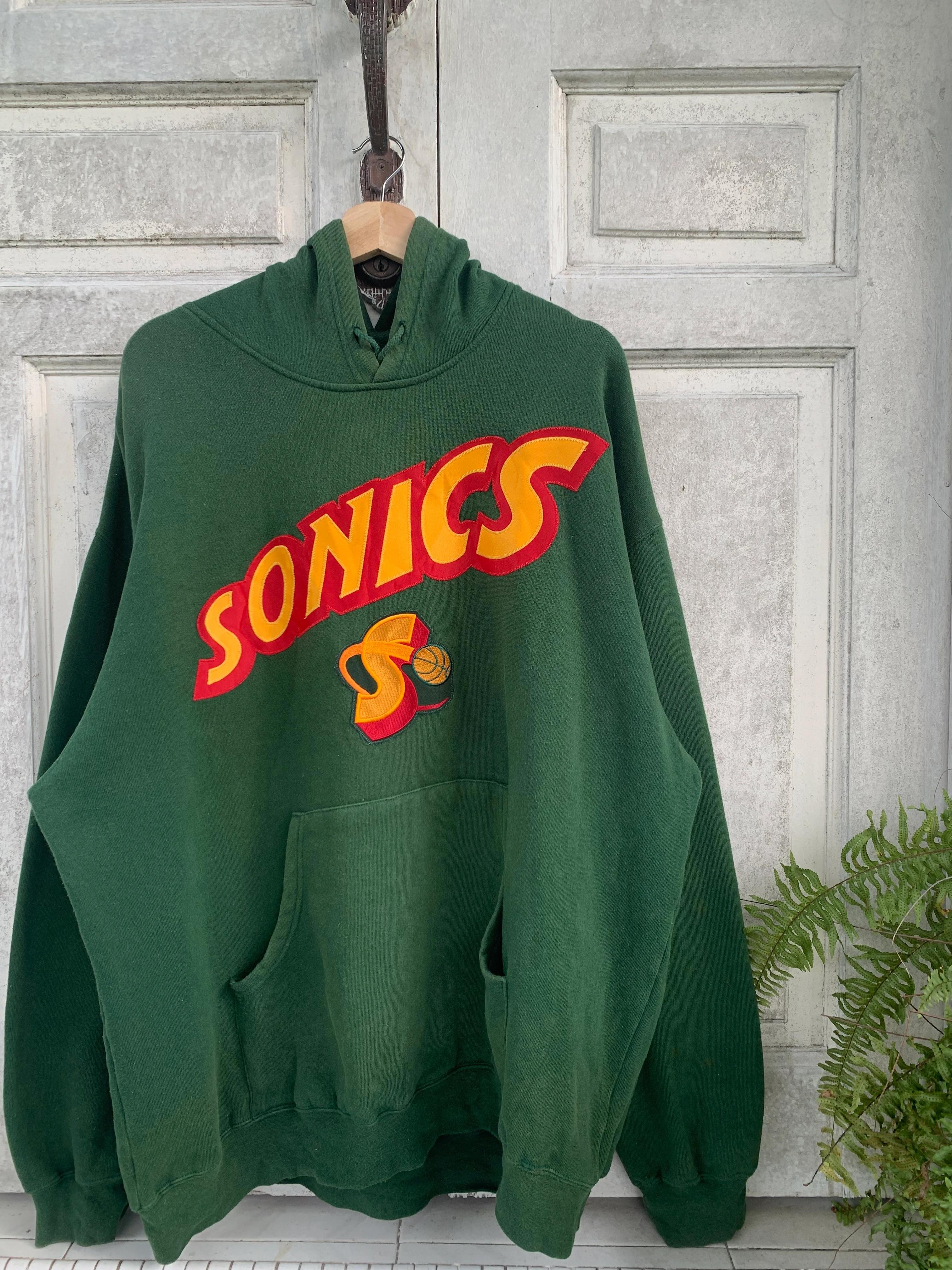 Vintage Style NBA Seattle Sonics Basketball Shirt Hoodie Sweatshirt Reprinted Full Size Gifts for NBA Fans