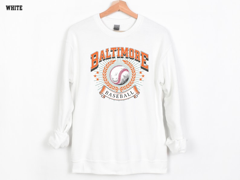 Baltimore Baseball Sweatshirt, Vintage Style 90s Baltimore Shirt Hoodie for MLBFans, Bal Baseball Fan Gift Ideas - Image 2