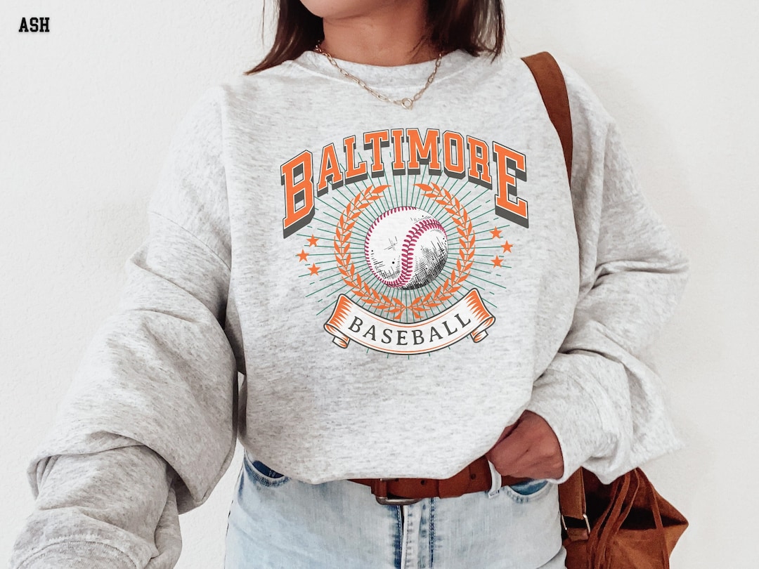 Baltimore Baseball Sweatshirt, Vintage Style 90s Baltimore Shirt Hoodie for MLBFans, Bal Baseball Fan Gift Ideas