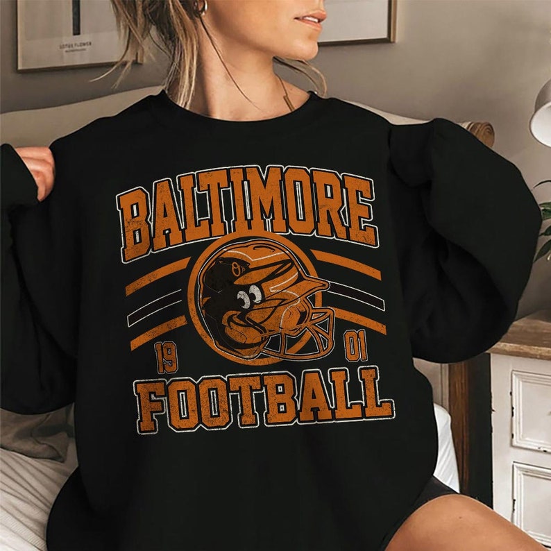 Baltimore Football Shirt Sweatshirt Hoodie for MLBFans, Vintage Baltimore Football Feb Trending Unisex Shirt - Image 2