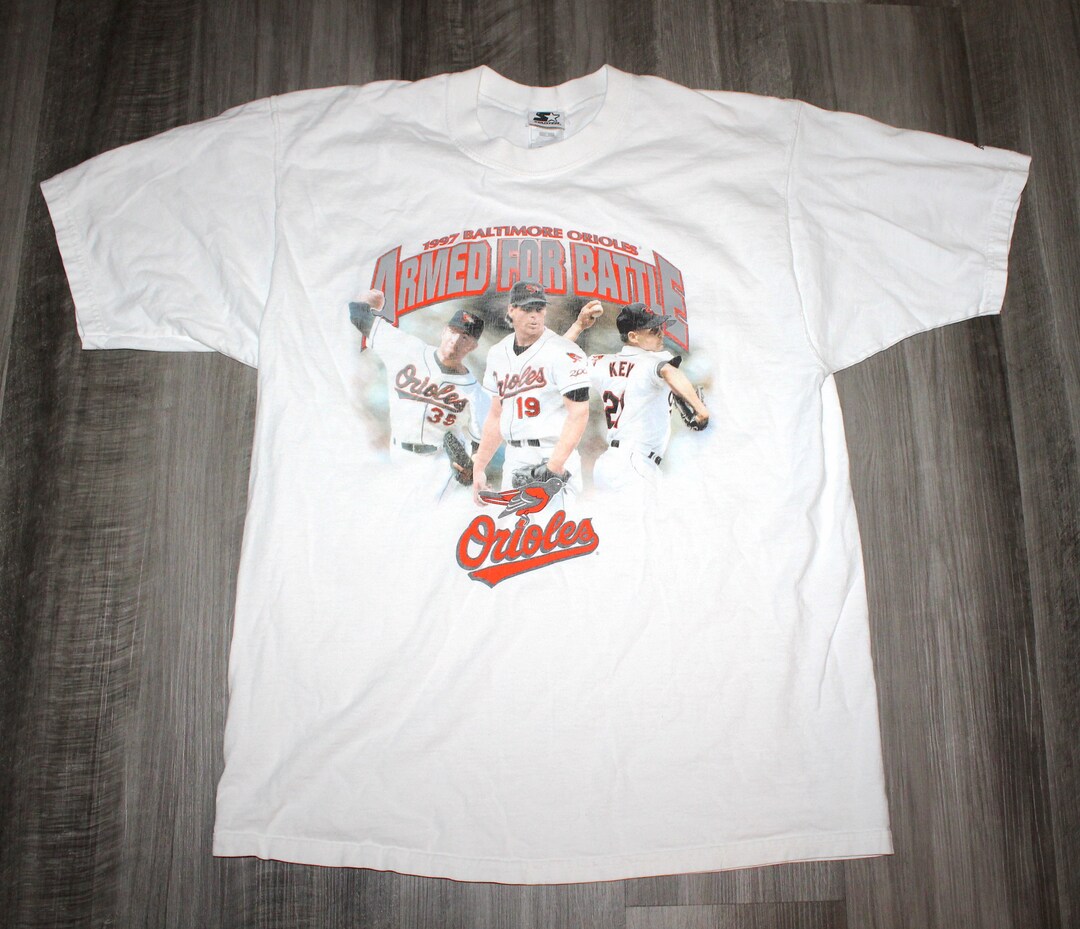 Vintage 90s Baltimore Orioles Baseball World Series Starter Men Womens Logo Print Shirt Sweatshirt Hoodie for MLBFans