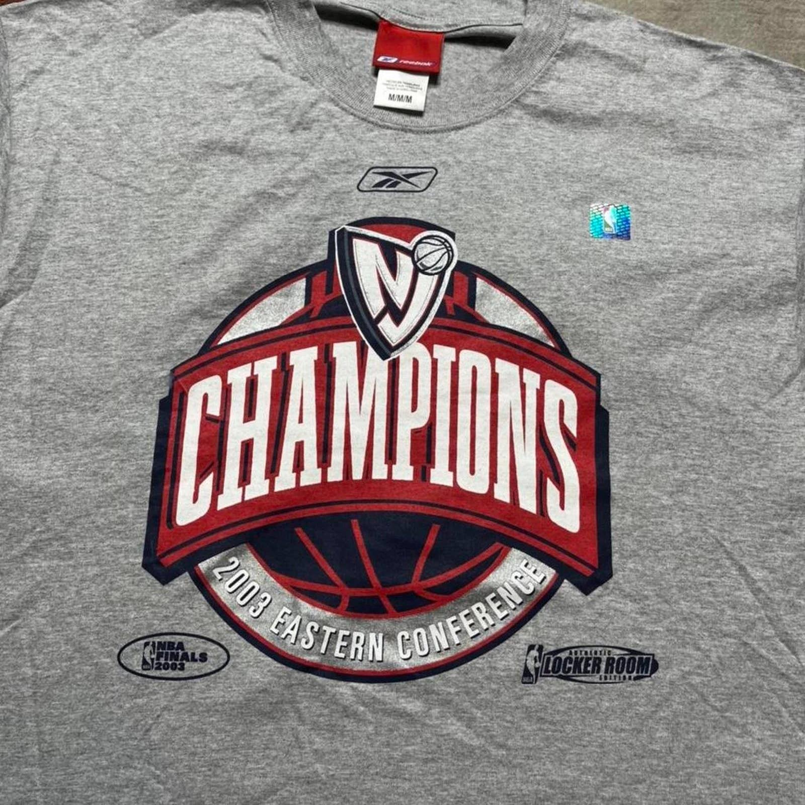 Vintage Style Style New Jersey Nets Eastern Conference Champs Shirt Hoodie Sweatshirt Reprinted Full Size Gifts for NBA Fans - Image 2