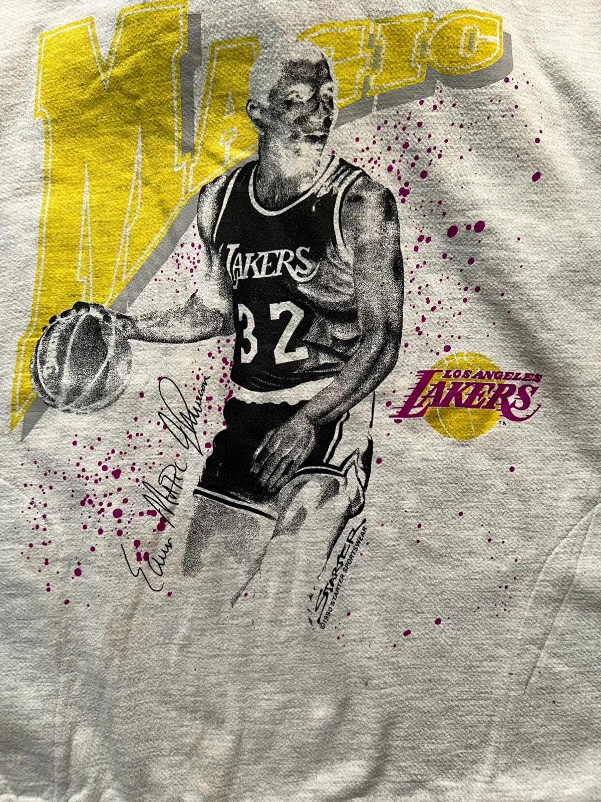 Vintage Style Hoodie Magic Johnson La Lakers Starter 90s Shirt Hoodie Sweatshirt Reprinted Full Size Gifts for NBA Fans - Image 2