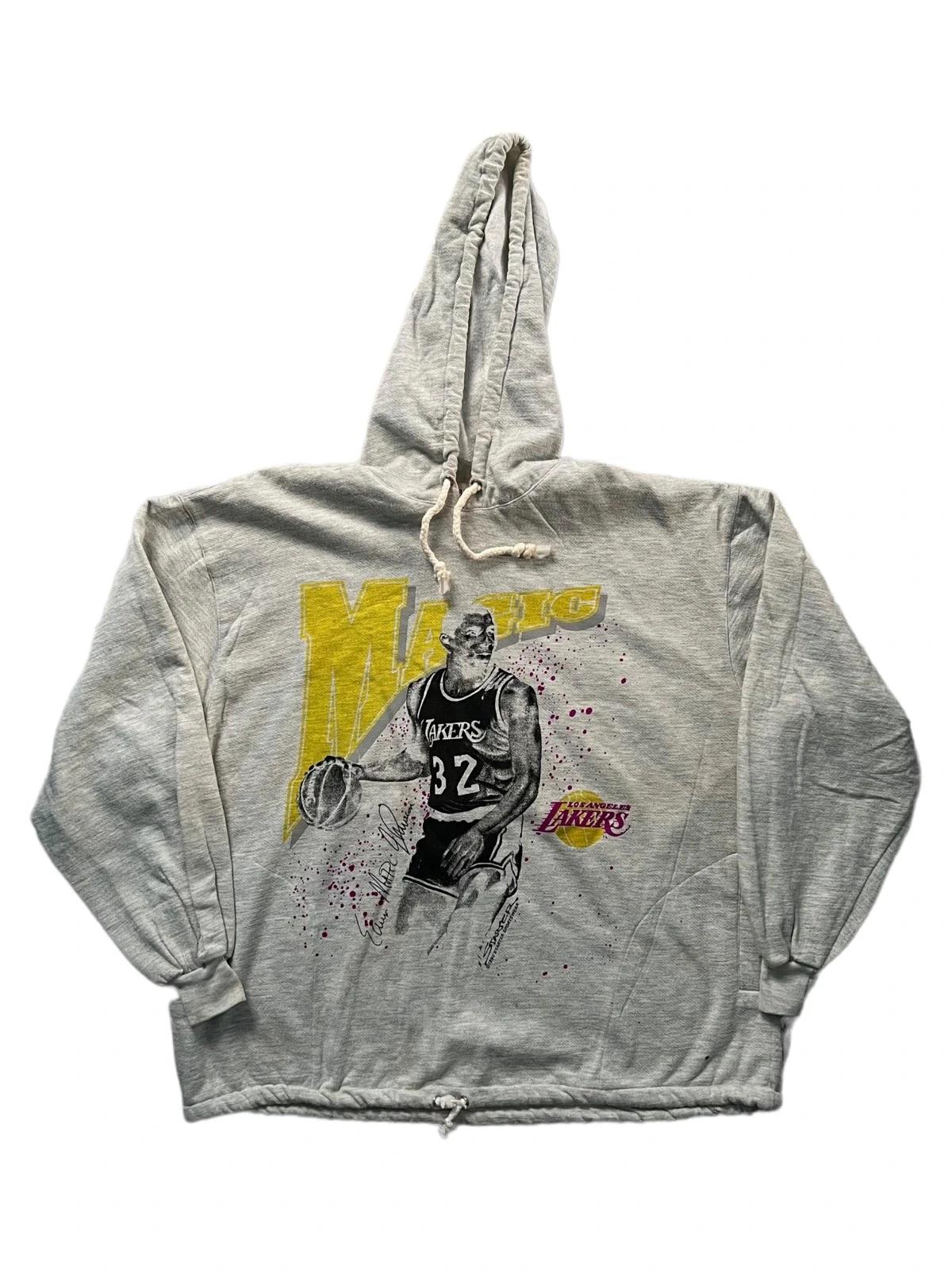 Vintage Style Hoodie Magic Johnson La Lakers Starter 90s Shirt Hoodie Sweatshirt Reprinted Full Size Gifts for NBA Fans