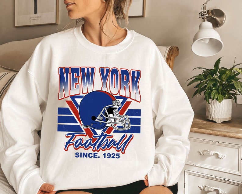 New York Football Team Sweatshirt, Vintage New York Football Crewneck Sweatshirt Hoodie Shirt Gifts for NFL Fans - Image 3
