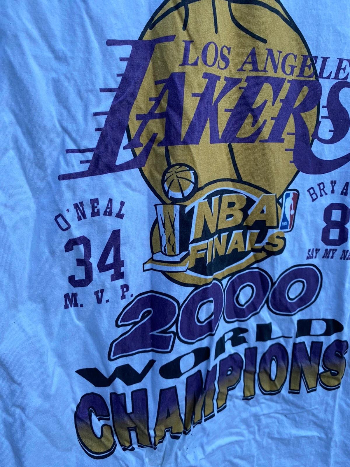 Vintage Style Lakers 2000 Champs Shirt Hoodie Sweatshirt Reprinted Full Size Gifts for NBA Fans - Image 2