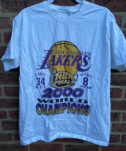 Vintage Style Lakers 2000 Champs Shirt Hoodie Sweatshirt Reprinted Full Size Gifts for NBA Fans