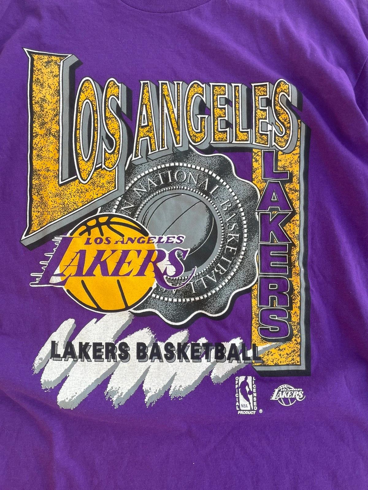 Vintage Style 90s Los Angeles Lakers Shirt Hoodie Sweatshirt Reprinted Full Size Gifts for NBA Fans - Image 2