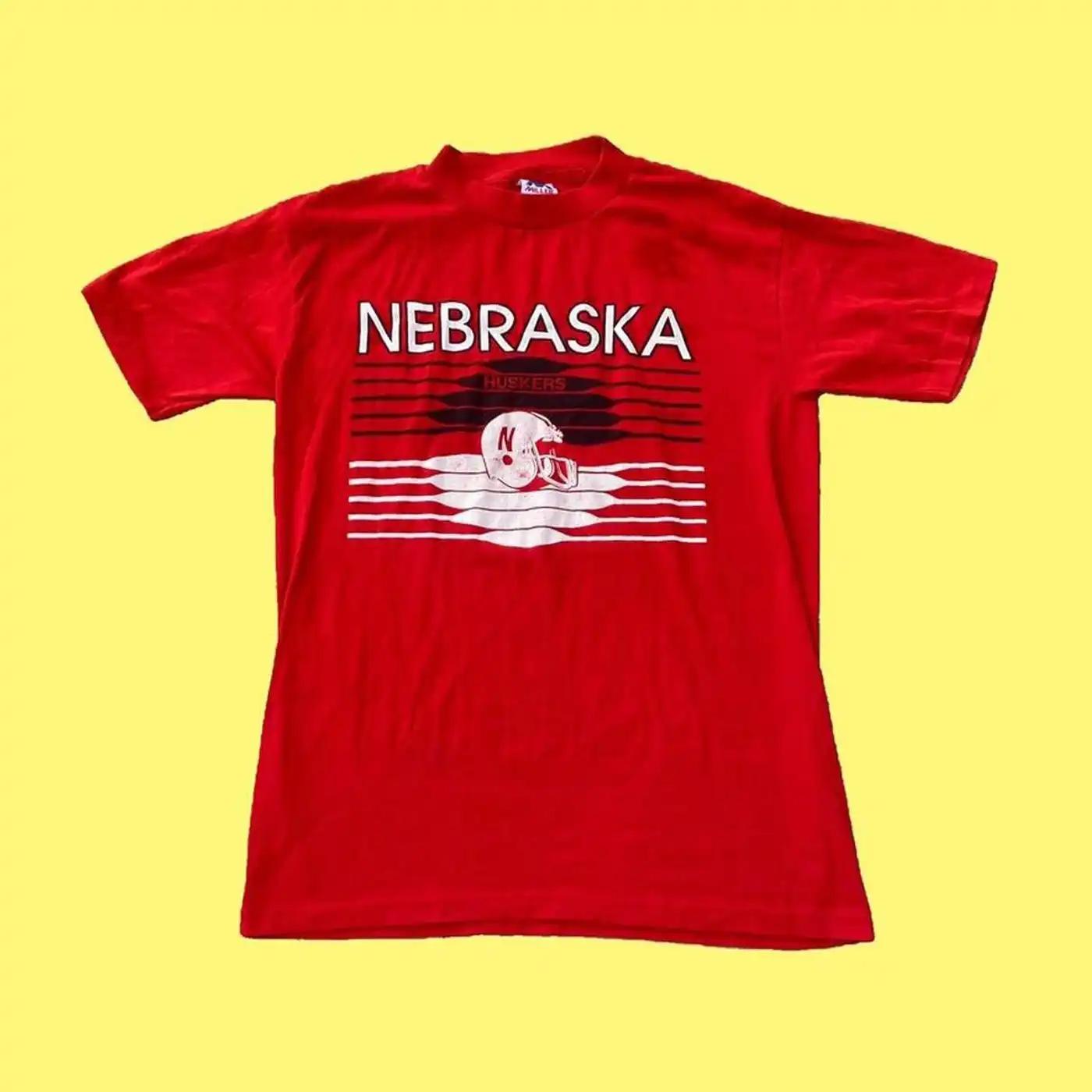 Vintage Style Nebraska Cornhuskers College Football T-Shirt Sweatshirt Hoodie Reprinted Gift for NCAA Fans