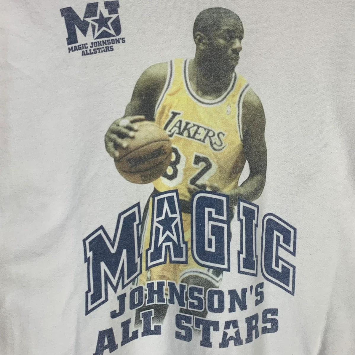 Vintage Style Magic Johnson All Stars Lakers Shirt Hoodie Sweatshirt Reprinted Full Size Gifts for NBA Fans - Image 2
