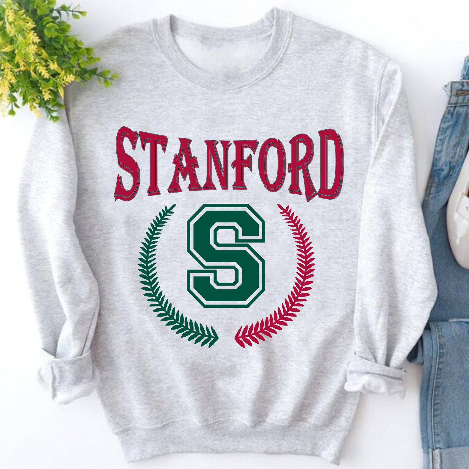 Vintage-Style Unisex Sweatshirt, Crewneck Sweater, Winter Sweater, College Apparel, Gift for Men Or Women, Explore Stanford