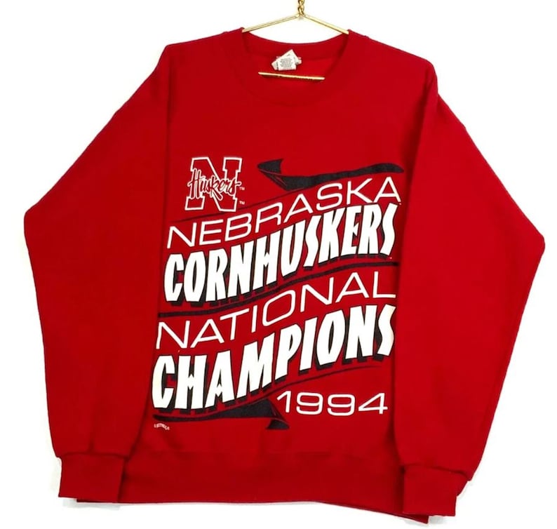Vintage 90s Nebraska Cornhuskers Football Sweatshirt, University of Nebraska State Sweatshirt Hoodie Tshirt