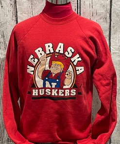 University of Nebraska Cornhuskers NCAA Red 1980s Crewneck Sweatshirt, Vintage Nebraska Football Sweatshirt