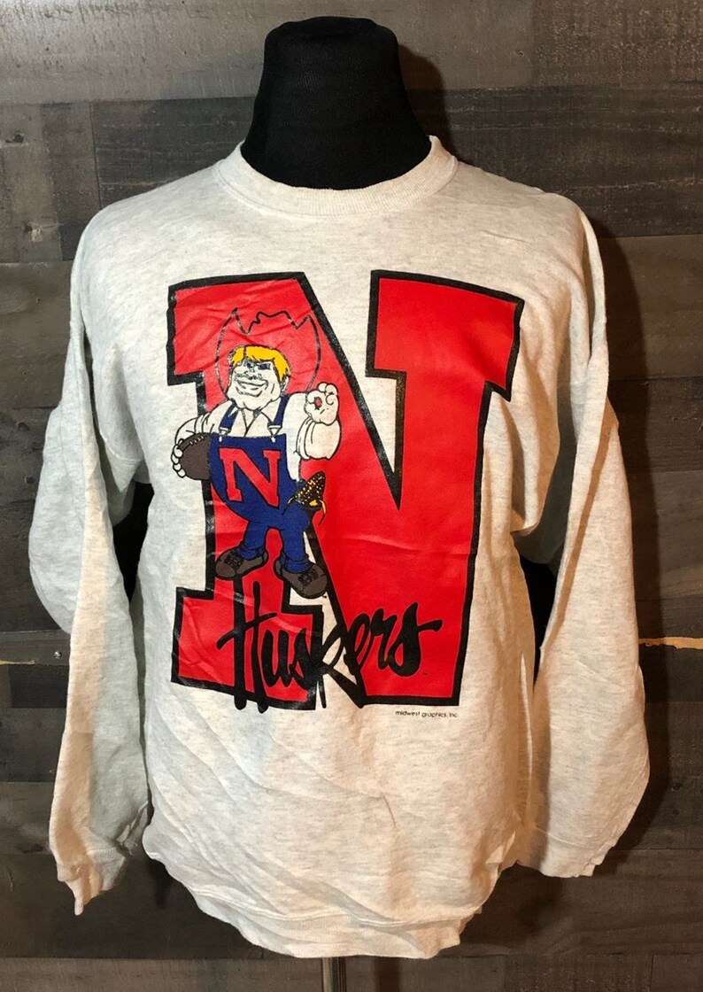 Vintage University of Nebraska Cornhuskers NCAA Football Crewneck Sweatshirt, Nebraska Football Shirt