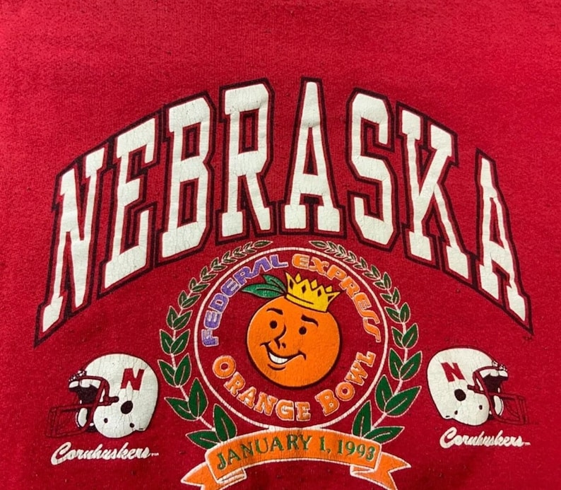 Vintage 1993 Nebraska Cornhuskers Orange Bowl Crewneck Sweatshirt, Vintage Shirt, - Image 2