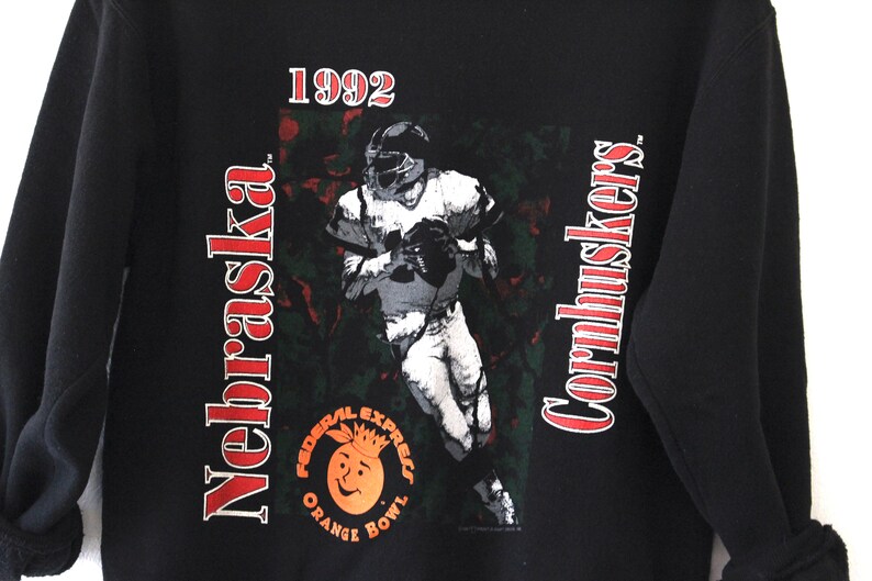 Vintage University of Nebraska Cornhuskers Huskers Football Orange Bowl 1992 Sweatshirt - Image 2