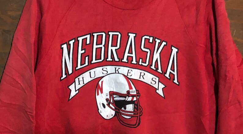 Vintage University of Nebraska Cornhuskers NCAA Football 1980s Red Crewneck Sweatshirt - Image 2
