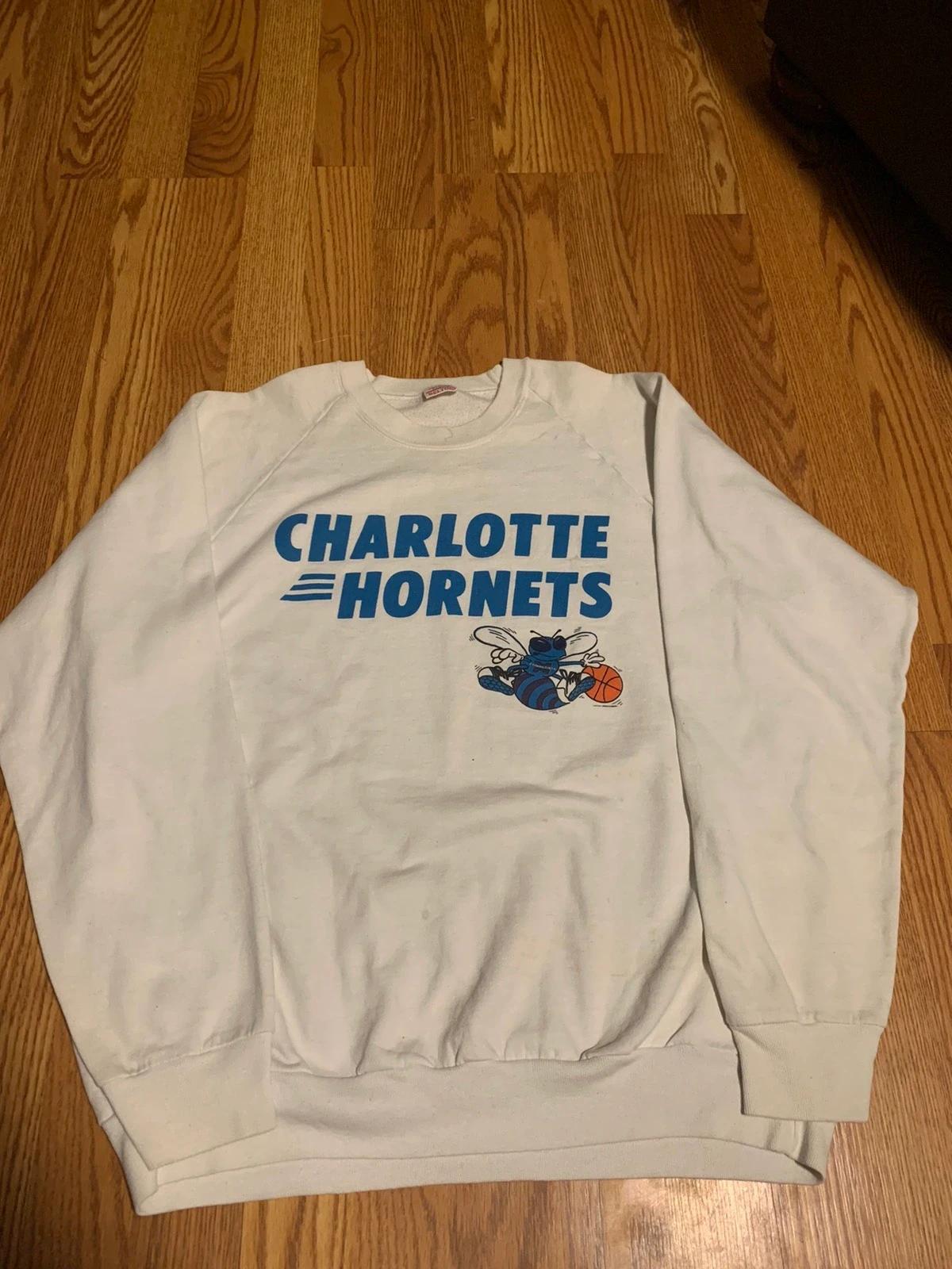 Vintage Style Charlotte Hornets Shirt Sweatshirt Hoodie Reprinted Full Size Gifts for NBA Fans