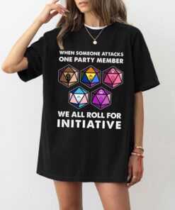 Dungeons & Dragons "We All Roll for Initiative" T-Shirt - Funny RPG Gamer Tee