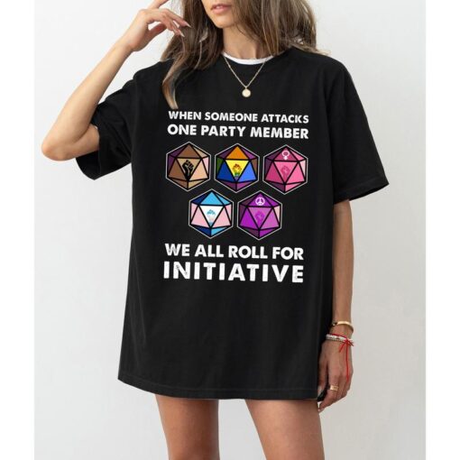 Dungeons & Dragons "We All Roll for Initiative" T-Shirt - Funny RPG Gamer Tee