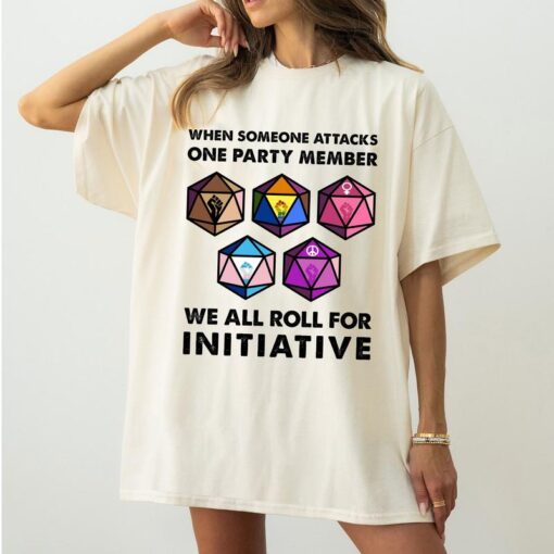 Dungeons & Dragons "We All Roll for Initiative" T-Shirt - Funny RPG Gamer Tee