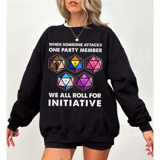 Dungeons & Dragons "We All Roll for Initiative" T-Shirt - Funny RPG Gamer Tee
