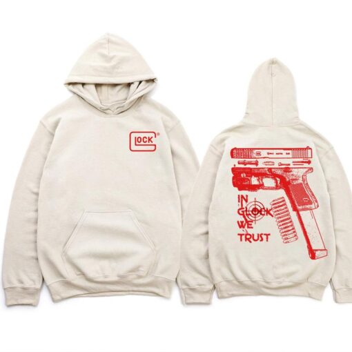 In Glock We Trust Multicolor Sand Hoodie - Unisex Classic Fit for Gun Enthusiasts