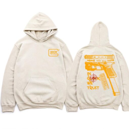 In Glock We Trust Multicolor Sand Hoodie - Unisex Classic Fit for Gun Enthusiasts