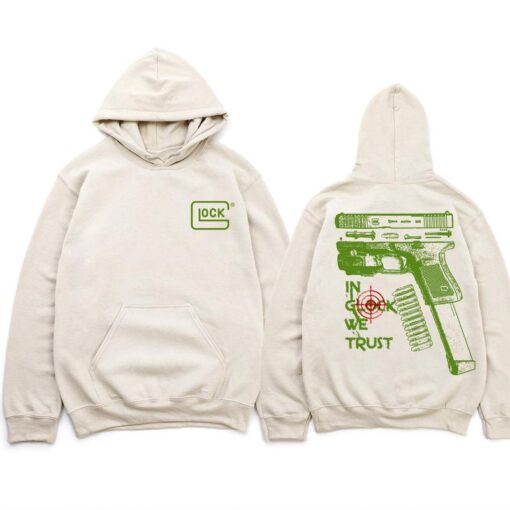 In Glock We Trust Multicolor Sand Hoodie - Unisex Classic Fit for Gun Enthusiasts