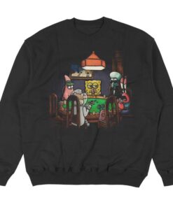 Vintage SpongeBob Playing Poker Graphic Tee - Funny Gift for Poker Lovers