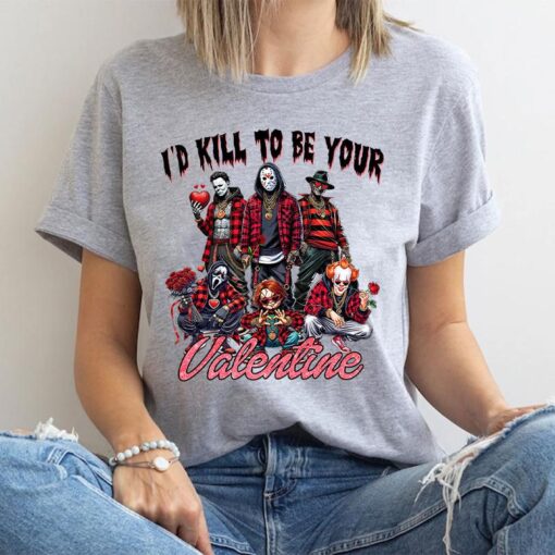 Edgy Valentine's Day Graphic Tee - "I'D KILL TO BE YOUR VALENTINE" Horror Tee
