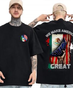We Make America Great: Mexican American Pride Hoodie - Cotton Sweatshirt with Flags